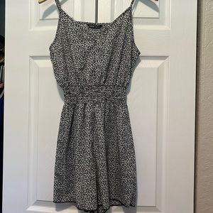 SHEIN romper spaghetti straps black and white leopard size XS